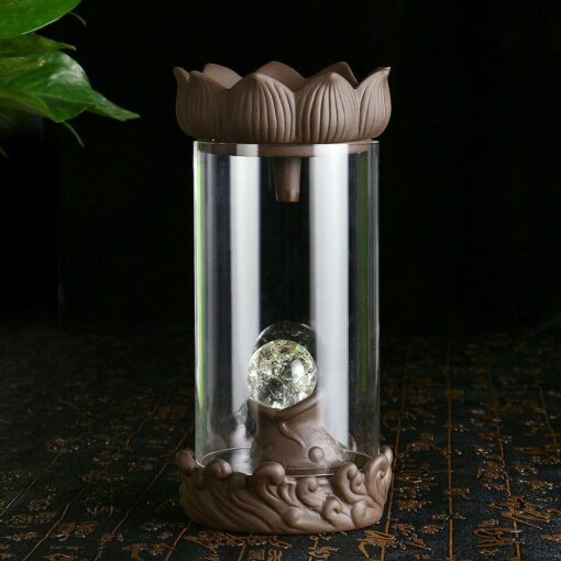 Crystal Falls Backflow Incense Burner with LED Light Ceramic Backflow Incense Holder Waterfall Incense Burner, Reflux Burner, Handmade Ceramic, Home Décor for Meditation, Mini-Zen Experience Size: 8.8 x 18 cm