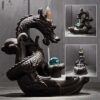 Dragon with Blue Crystal Ceramic Backflow Incense Holder Waterfall Incense Burner, Reflux Burner, Handmade Ceramic, Home Decor for Meditation, Mini-Zen Experience VTrendz