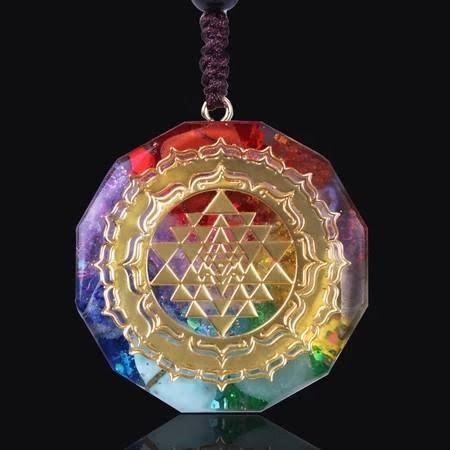 Orgone Chakra Pendant with Natural Crystals For Energy Balancing, Meditation, Reiki, Healing
