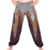 Thai Harem Pants Elastic Waist with Feather Print and single pocket, Boho Pants Hippie Style Yoga comfort Bohemian 100% Rayon VTrendz