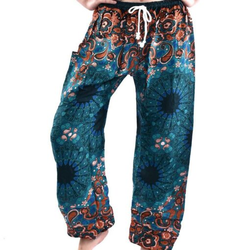 Paisley & Circles Pant Draw string Thai harem Pants with single pocket 100% Rayon