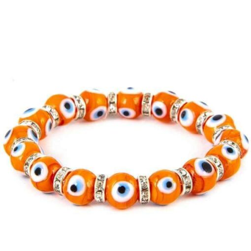 Evil Eye Bracelet, Orange, Handmade for Protection