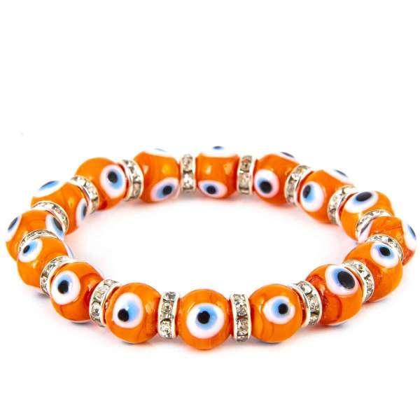 Evil Eye Bracelet, Orange, Handmade for Protection