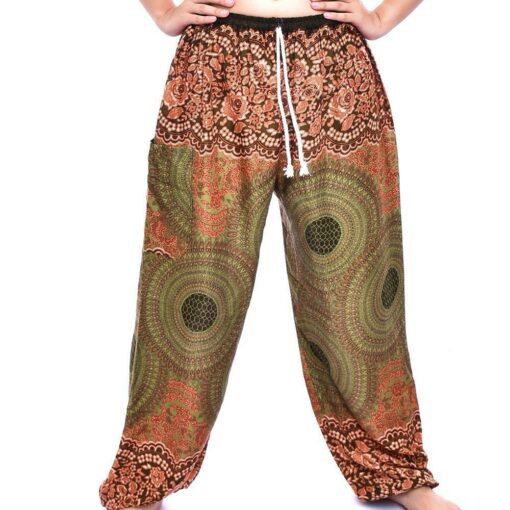Thai Printed Pant Elephant Print draw string harem pants with single pocket 100% Rayon