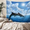 Dolphin Tapestry, Wall Hanging, Table Cover, Dolphin wall Decor home décor 150*130 cm