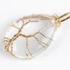 Clear Quartz Teardrop Crystal Tree of Life Wire Wrapped Pendant Necklace