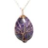 Amethyst Teardrop Crystal Tree of Life Wire Wrapped Pendant Necklace VTrendz