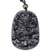 Carved Dragon Black Obsidian Hand carved Necklace Pendants with Black Beads VTrendz