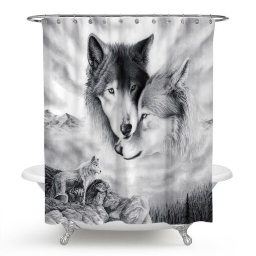 Wolf Herd Black-White Shower Curtain