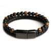 Black Agate Tiger Eye Leather Bracelets Unisex / Men Jewelry Vintage Classic Retro Bracelets VTrendz