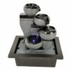 4-Tier Cascading Square Base Water-Cup with LED Light Antique Resin Tabletop Waterfall Fountain VTrendz