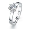 6-Claw Zircon Silver One Size Fashion Adjustable Finger Rings