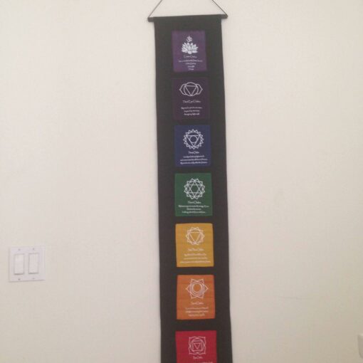 7-Chakra Banner with Decals Signs -Wall Hanging Decoration, Yoga Studio Decor, Office Decor, Inspirational Quotes, Affirmation Banner