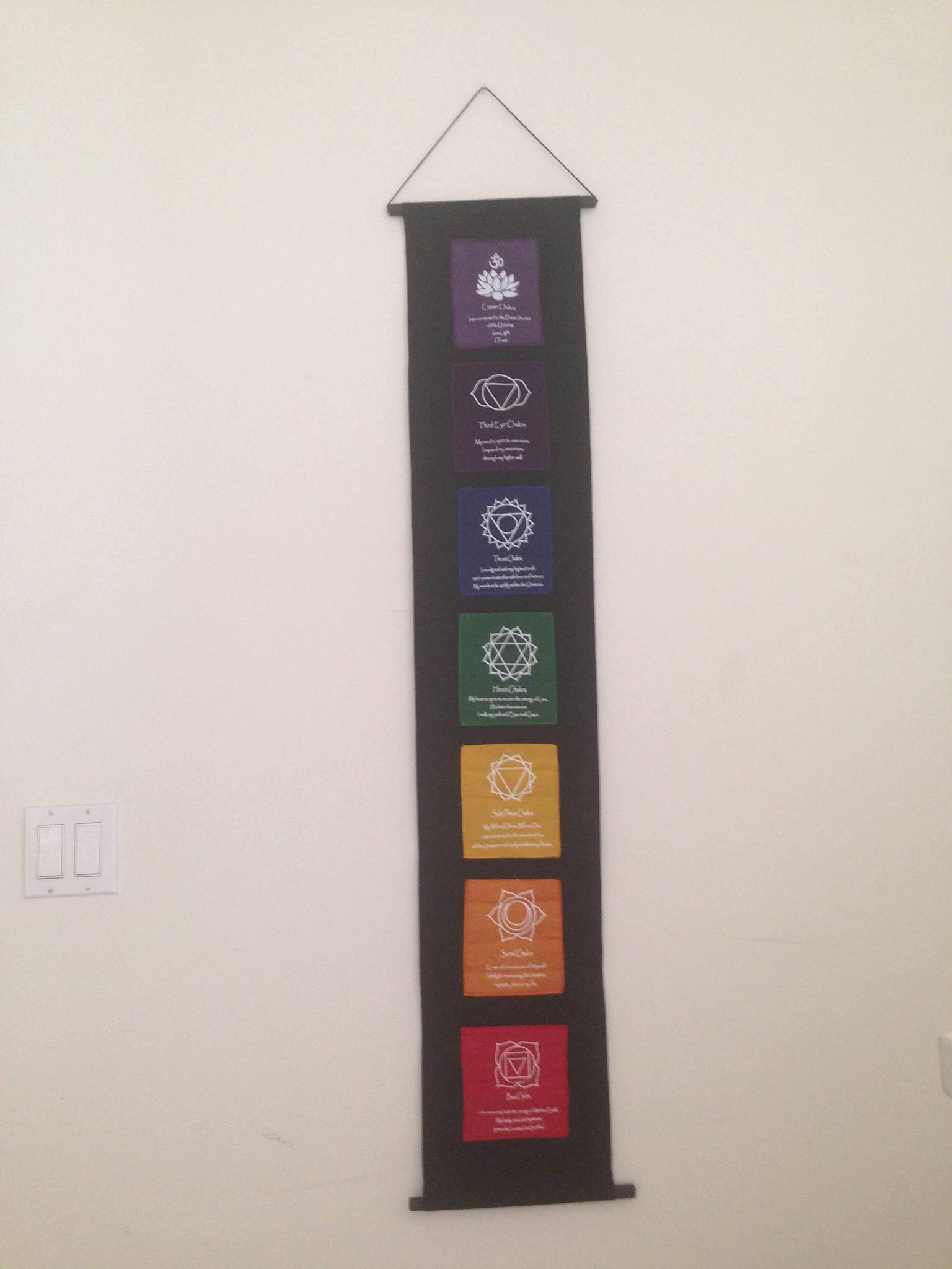 7-Chakra Banner with Decals Signs -Wall Hanging Decoration, Yoga Studio Decor, Office Decor, Inspirational Quotes, Affirmation Banner