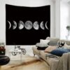 Phases of Moon Black Tapestry, Wall Hanging, Table Cover, Home Decor VTrendz