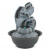 4-Tier Tilted Water-Cup Black Grey Accent with LED Light Antique Resin Tabletop Waterfall Fountain VTrendz