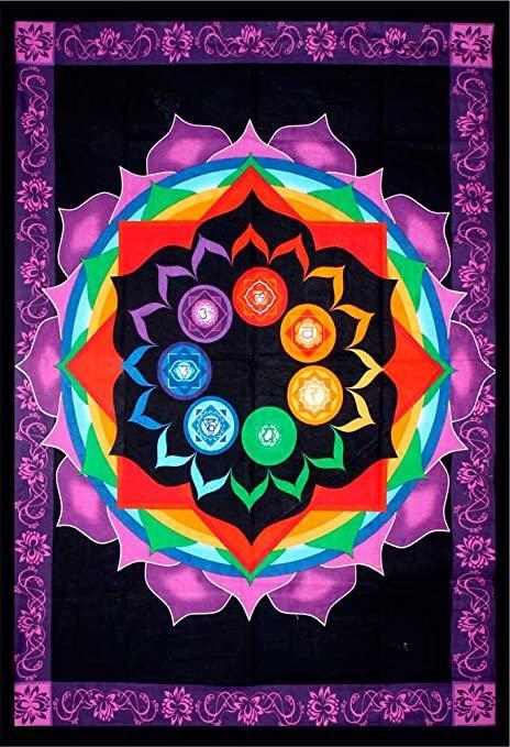 Rainbow Seven 7 Chakra Tapestry 84" x 54" - Image 2