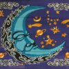 Celestial Moon Star Planets Horizontal Hang Wall Hanging Handmade Cotton Tapestry 84" x 54" inch VTrendz