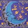 Celestial Moon Star Planets Horizontal Hang Wall Hanging Handmade Cotton Tapestry 84" x 54" inch VTrendz