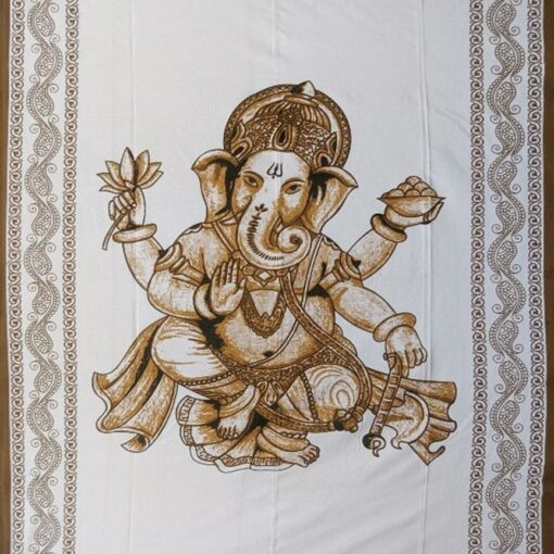 Ganesha Cream Brown Tapestry 84" x 54"