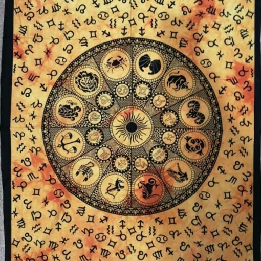 Zodiac & Symbols Poster Wall Hanging Handmade Cotton Tapestry 40" x 30" inch