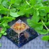 Black Tourmaline with Om and 7-Chakra Symbols Orgonite Pyramid 3*3*4 inch VTrendz