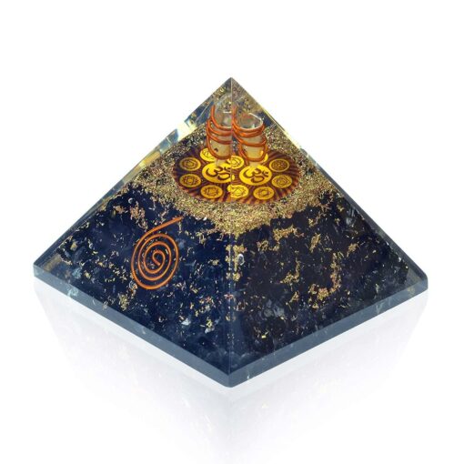 Black Tourmaline with Om and 7-Chakra Symbols Orgonite Pyramid 3*3*4 inch