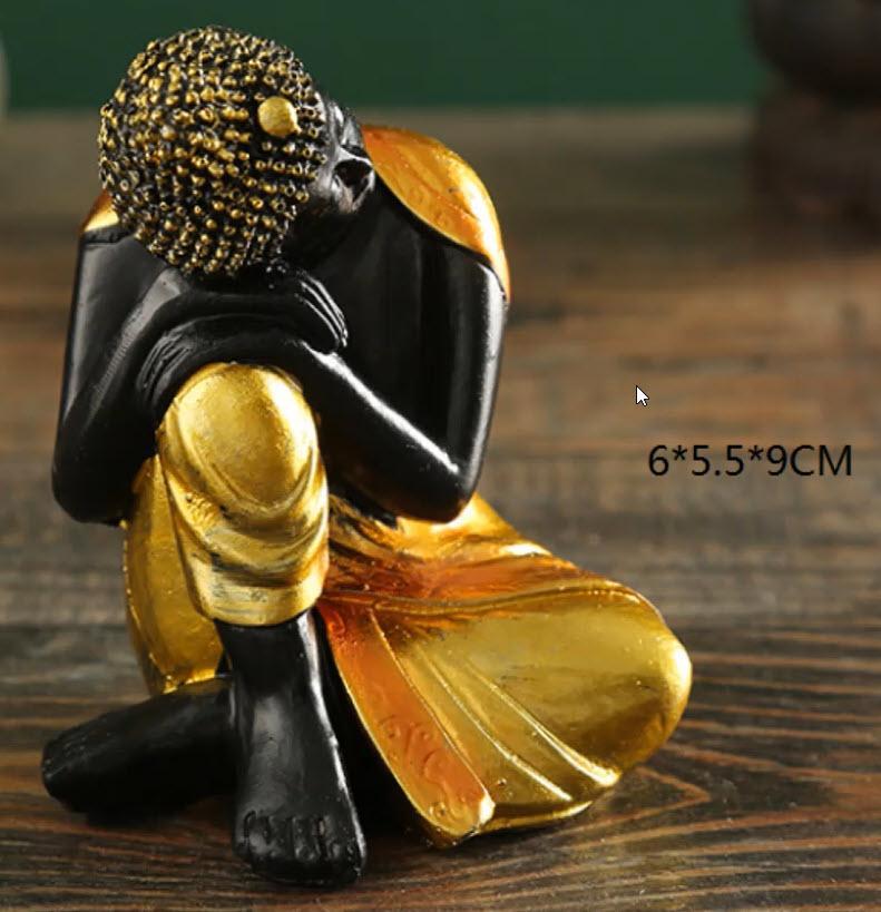 Napping Buddha Right Side Statue Handmade Resin Idol Figurine Statue Ornament Home, Office, Yoga, Meditation Room or Outdoor Decor