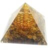 Tiger Eye Orgonite Pyramid with Flower of Life & Kundalini Symbol 3*3*3 inch VTrendz