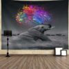 Elephant with Colors, Happiness, Good luck, Elephant Print Shower Curtain 5.9 foot x 5.9 foot VTrendz