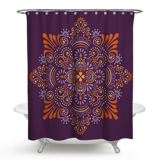 Mandala Purple Orange Shower Curtain