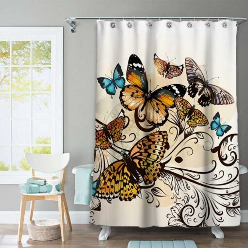 Monarch Butterfly Vintage Look Shower Curtain