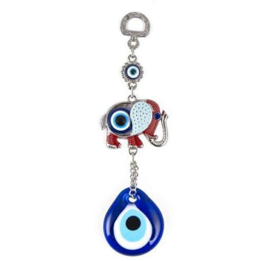 Elephant Evil Eye Hangings, Handmade 7" Inch