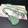 Green Jadeite Jade Handcarved Necklace Pendants with Black Beads VTrendz