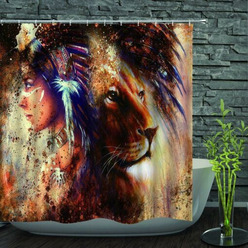 Native & Lion Power Shower Curtain
