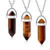 Tiger Eye Bullet Shaped Pendant Necklace for Relaxation, Positivity, and Balancing Energy VTrendz