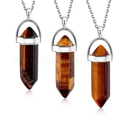 Tiger Eye Bullet Shaped Pendant Necklace for Relaxation, Positivity, and Balancing Energy
