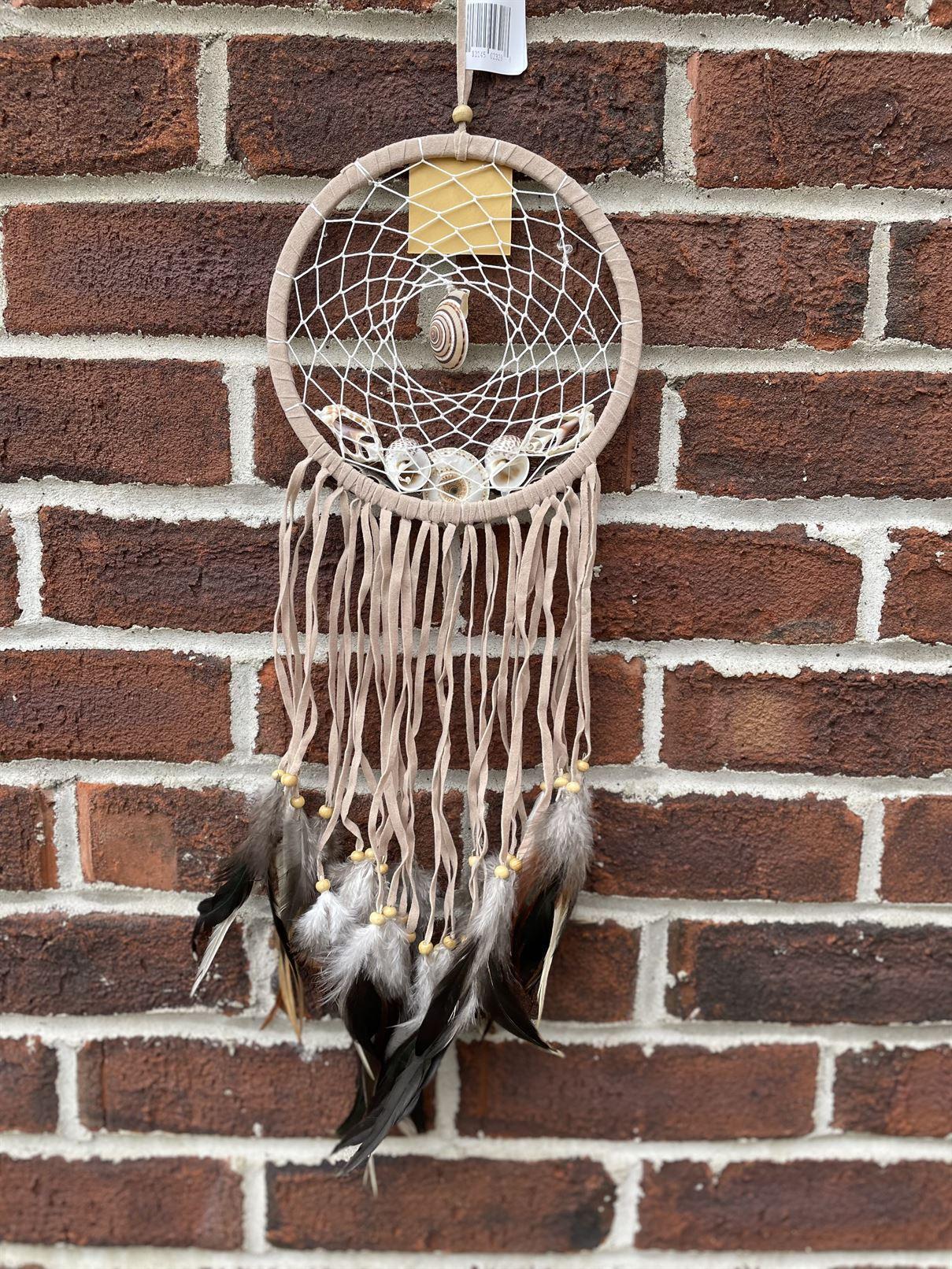 Suede fabric single dreamcatcher 17 cm dia and 50 cm long