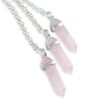 Rose Quartz Bullet Shaped Pendant Necklace for Relaxation, Positivity, and Balancing Energy VTrendz