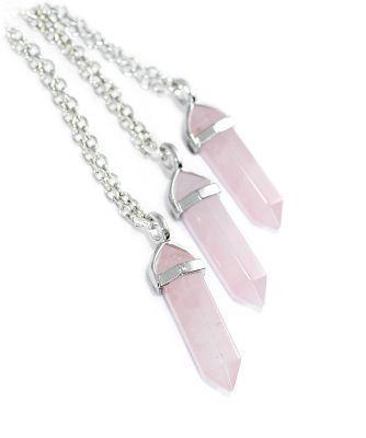 Rose Quartz Bullet Shaped Pendant Necklace for Relaxation, Positivity, and Balancing Energy