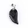 Black Obsidian Guardian Angel Wing Crystal Shaped Pendant Necklace for Balancing Energy VTrendz