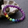 Amethyst Light Natural Stone Bracelet with 7-Chakra Crystals VTrendz