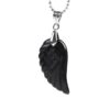 Black Obsidian Guardian Angel Wing Crystal Shaped Pendant Necklace for Balancing Energy VTrendz