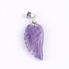 Amethyst Guardian Angel Wing Crystal Shaped Pendant Necklace for Balancing Energy VTrendz