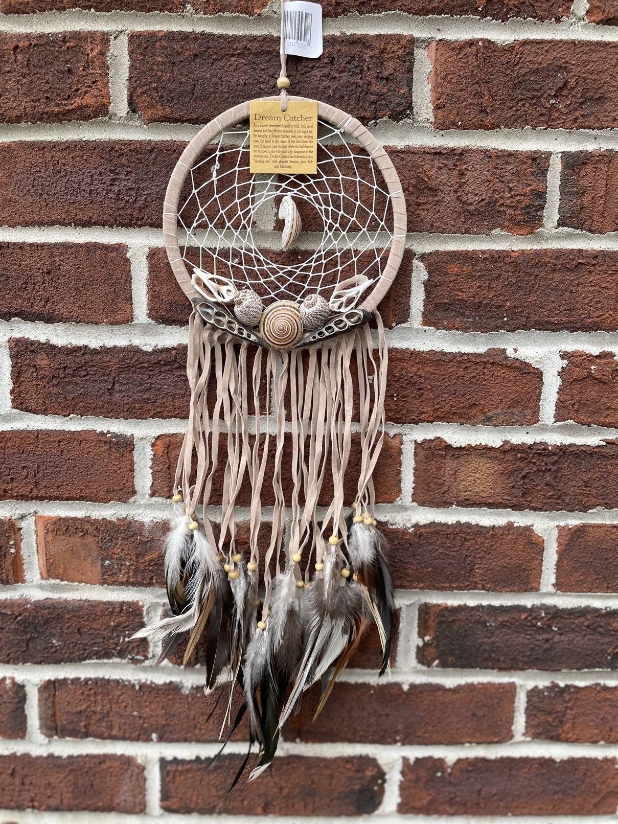 Suede fabric single dreamcatcher 17 cm dia and 50 cm long - Image 2