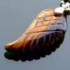 Tiger Eye Guardian Angel Wing Crystal Shaped Pendant Necklace for Balancing Energy VTrendz