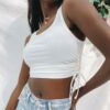 Side Adjustable Crop Top Ribbed Fabric 95% Cotton, 5% Spandex VTrendz