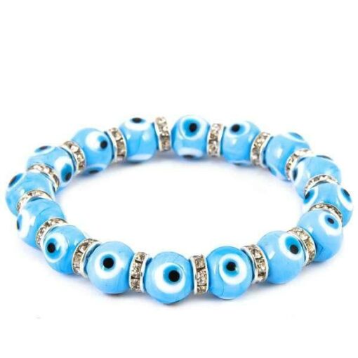Light Blue / Sky Blue Evil Eye Bracelet for Protection and good luck 100% Handmade 10 & 12 mm