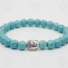 Turquoise Stone Beads Natural Stone Bracelet Prayer Beads with Silver Buddha VTrendz