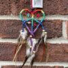 Suede leather rainbow peace and love dreamcatcher 9cm